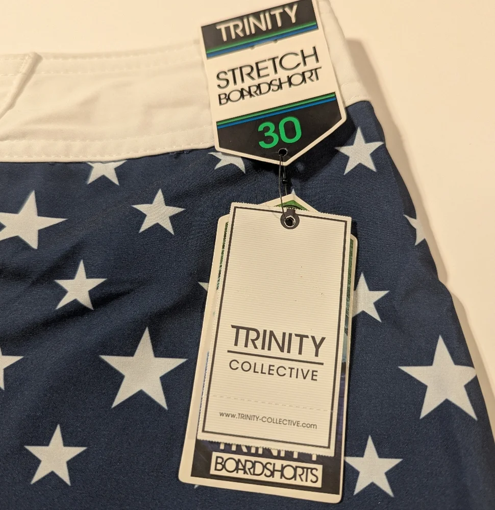 Trinity Stretch Board Shorts With American Flag Design Size 30